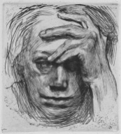 kollwitz-self-portrait-with-hand-on-brow-etching-1910