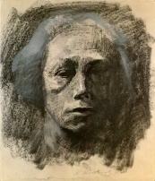 Kollwitz, Käthe Graphic artist and sculptress, Königsberg 8.7.1867 – Moritzburg near Dresden 22.4.1945. “Self-portrait en face”, 1911. Drawing.